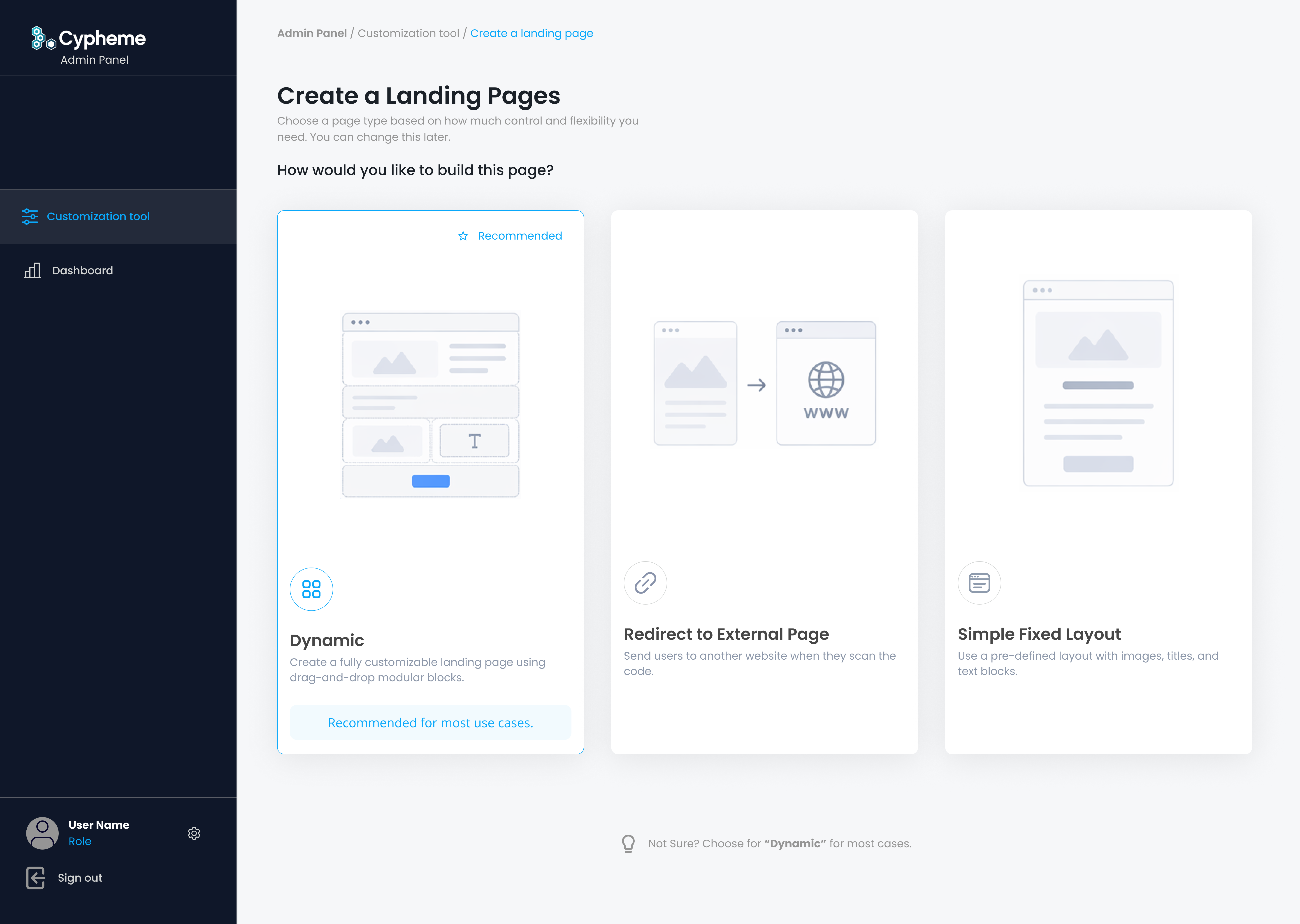 Dynamic page builder interface