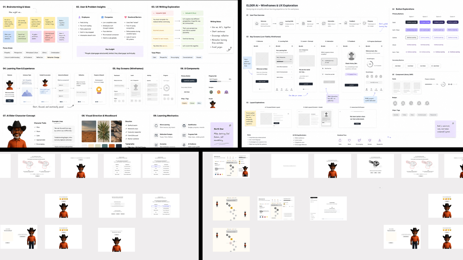 Elder avatar, learning journey, and interface exploration