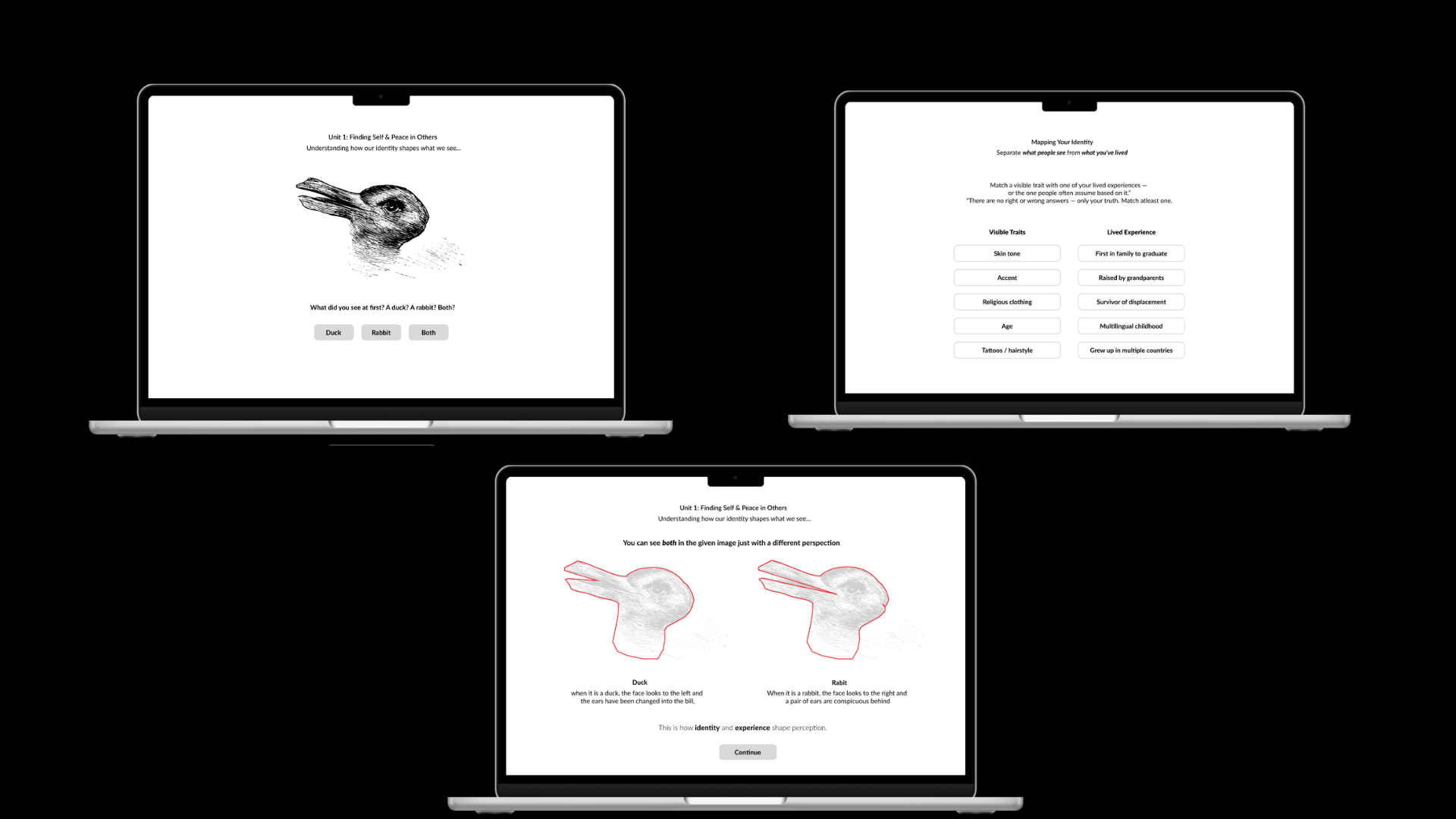 Elder learning screens displayed across laptop mockups