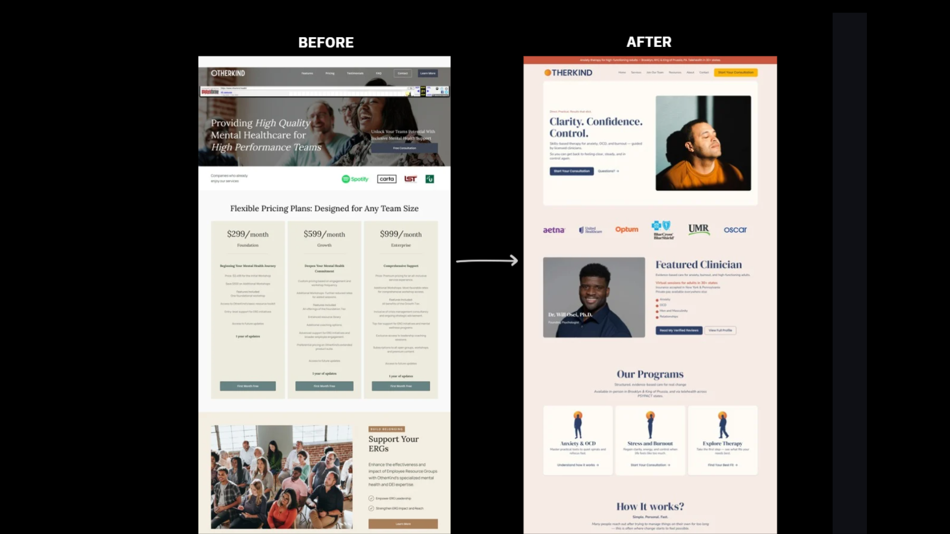 Otherkind before and after website redesign