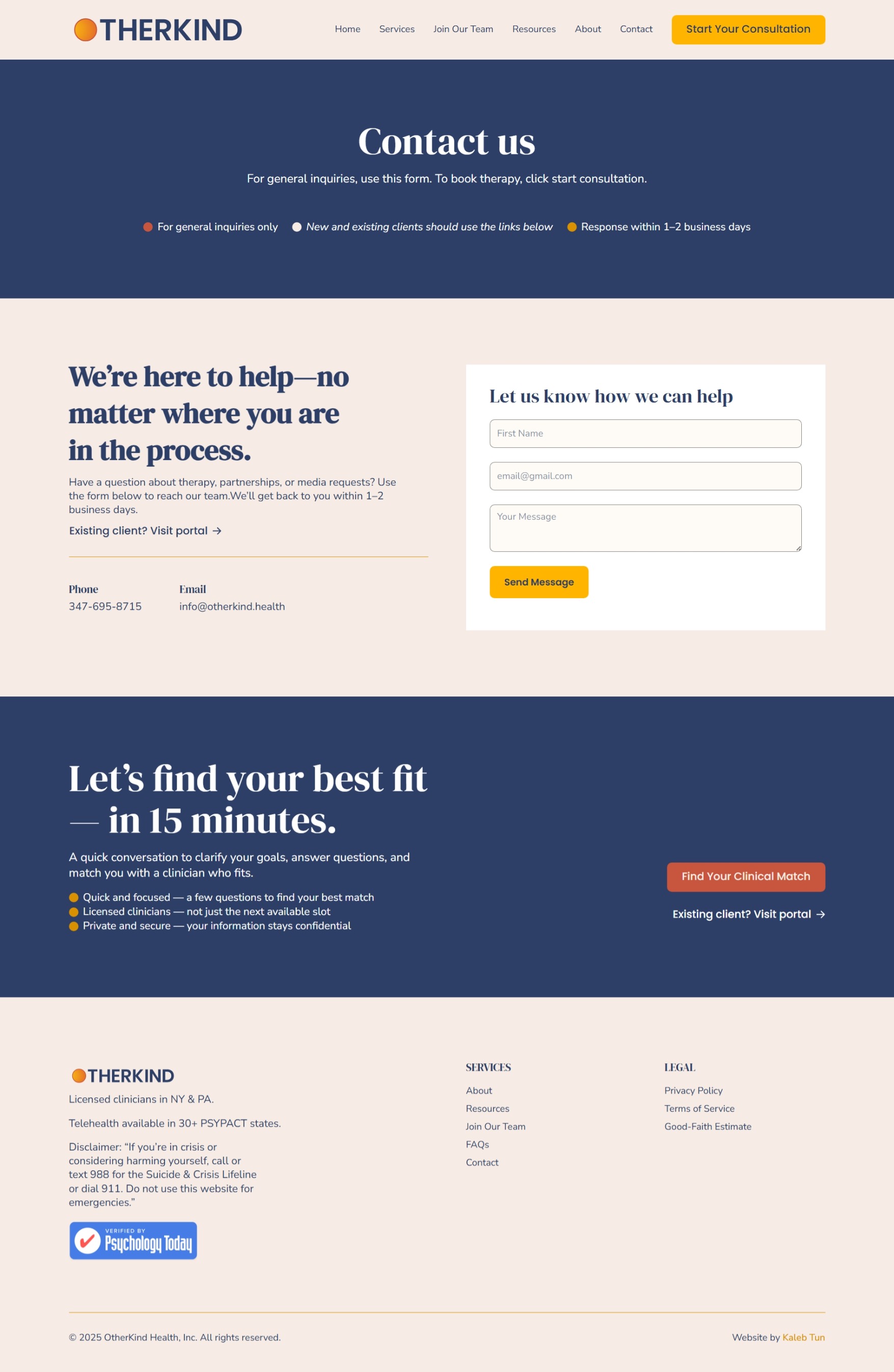 Otherkind contact page redesign